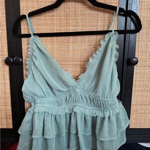 Storia Mint Green Ruffled Blouse